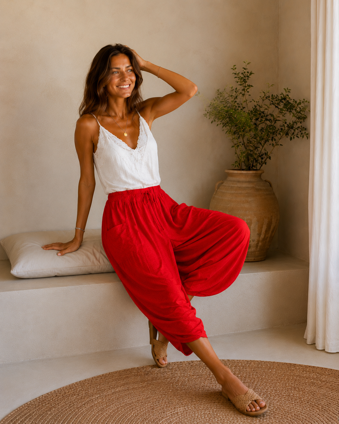 PANTALON LIN-ROJO