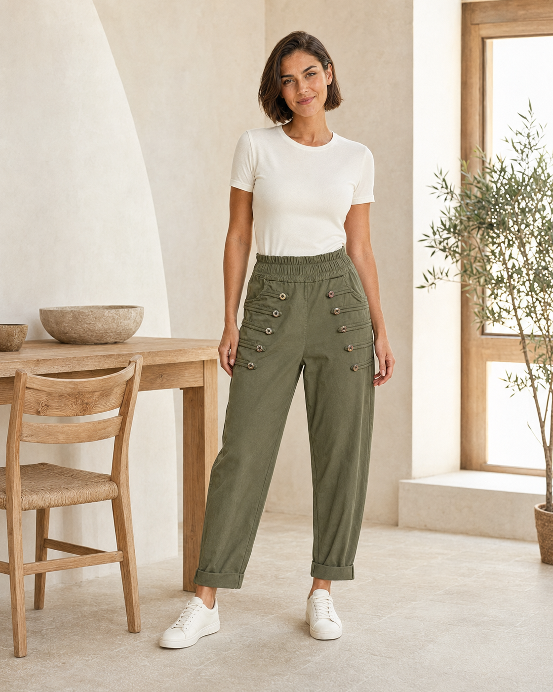 PANTALÓN BOTONES A-KHAKI