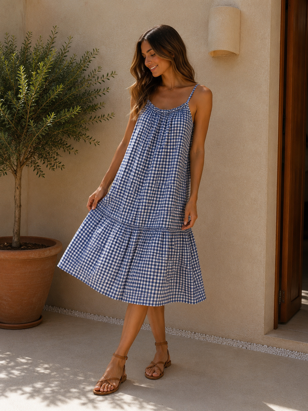 VESTIDO CUADRO VICHY- AZUL