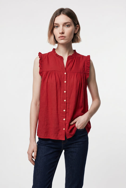 BLUSA VOLANTITO-GRANATE