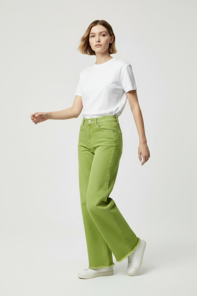 PANTALÓN VIVID DESFLECADO-VERDE