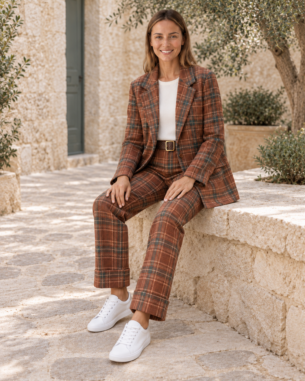 BLAZER CUADROS-TEJA