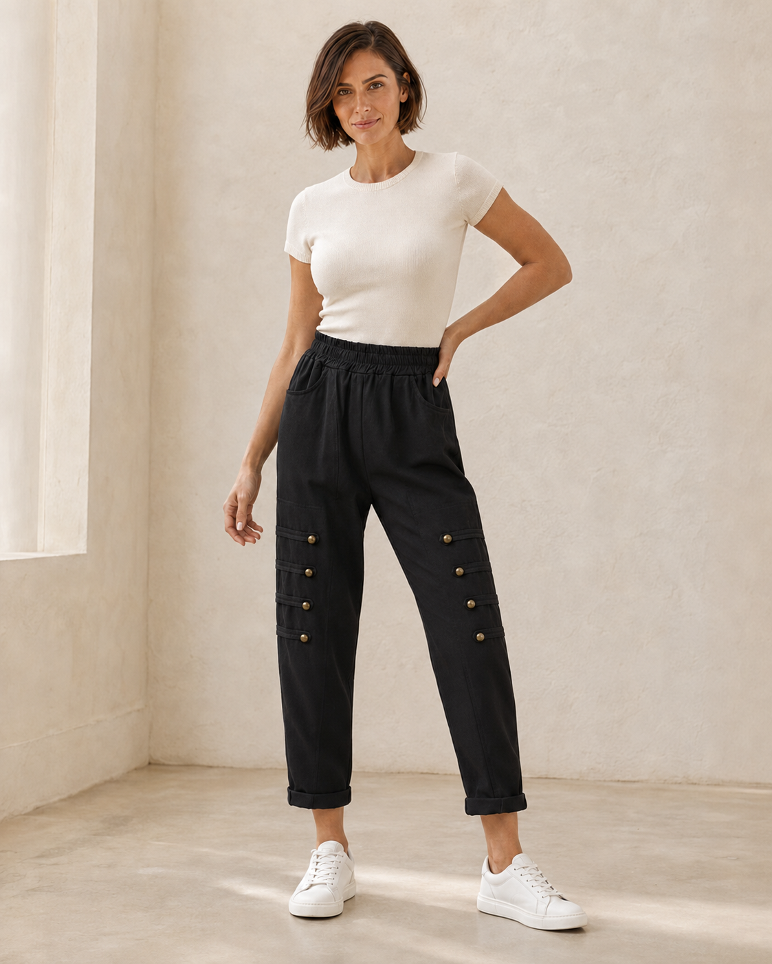 PANTALÓN BOTONES B-NEGRO