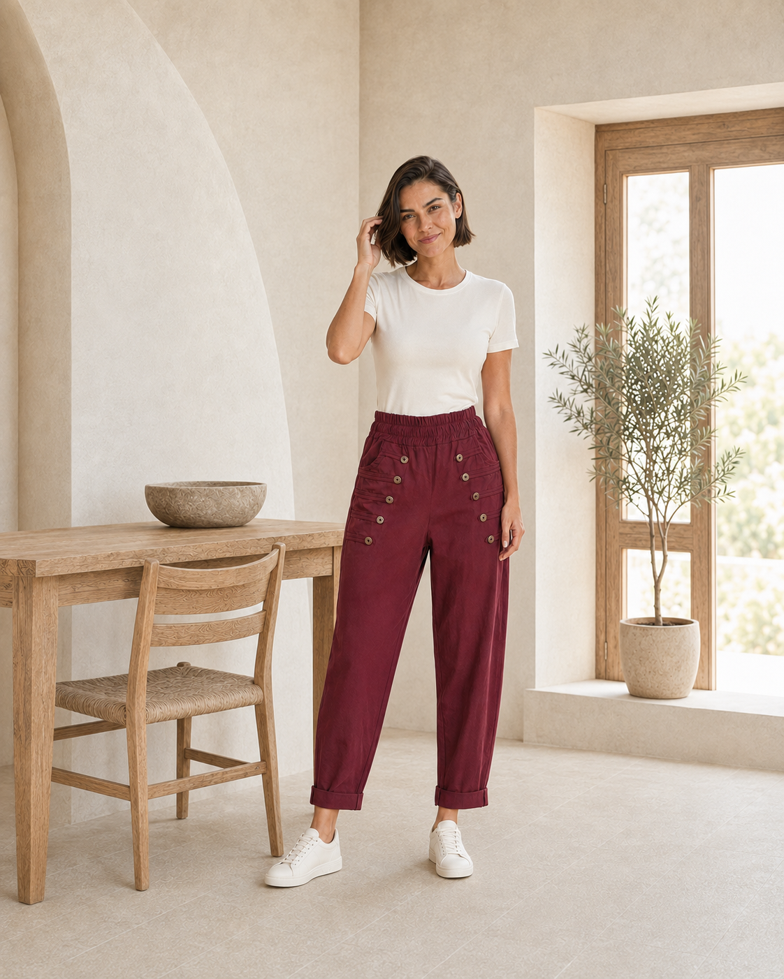 PANTALÓN BOTONES A-VINO