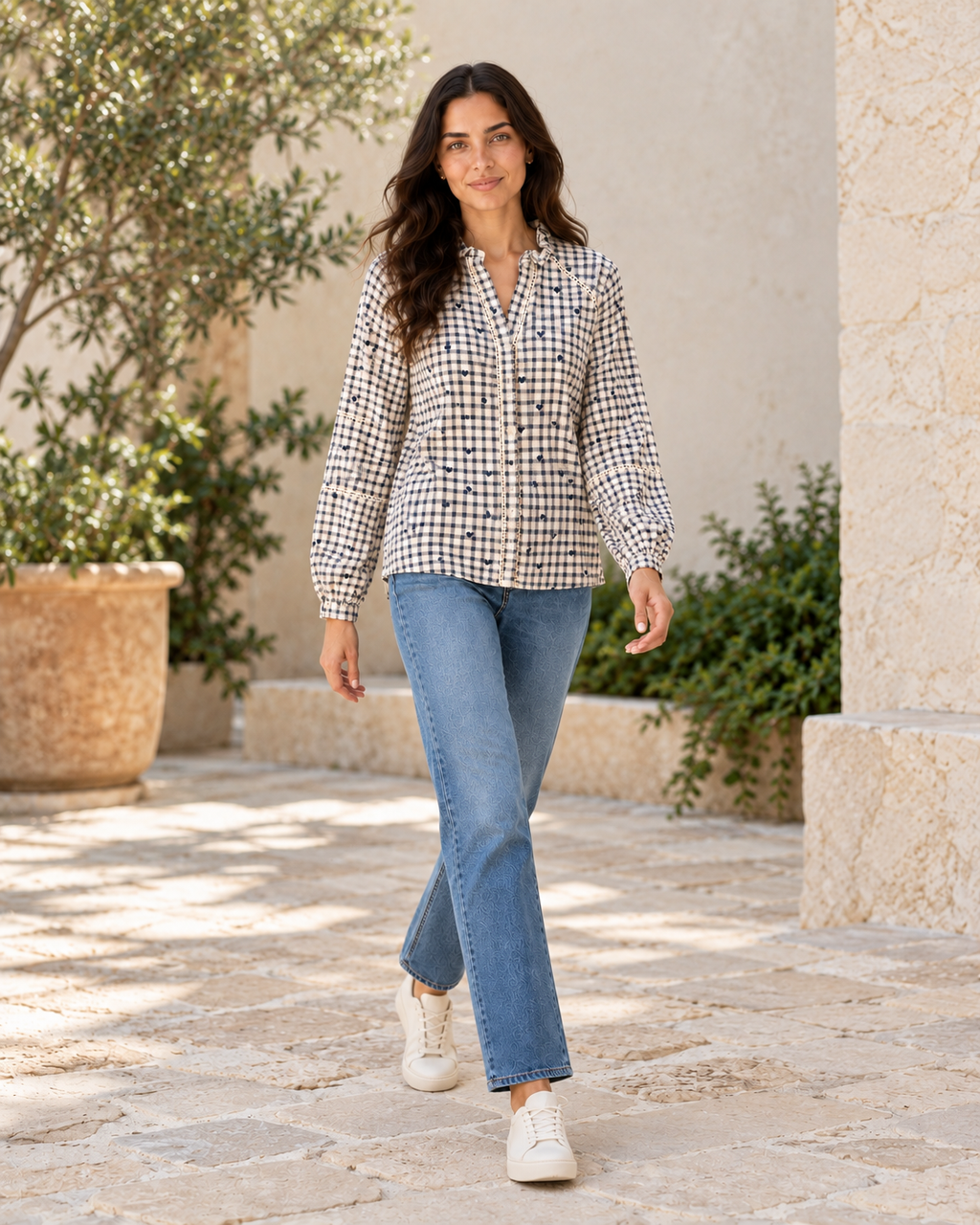 CAMISA CUADROS LOVE-AZUL