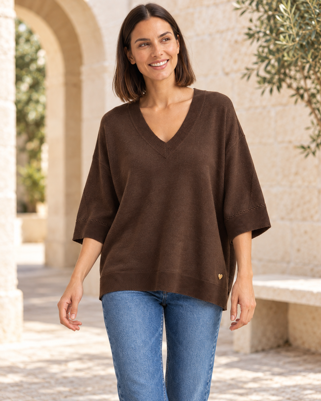 JERSEY BASIC PICO-MARRÓN