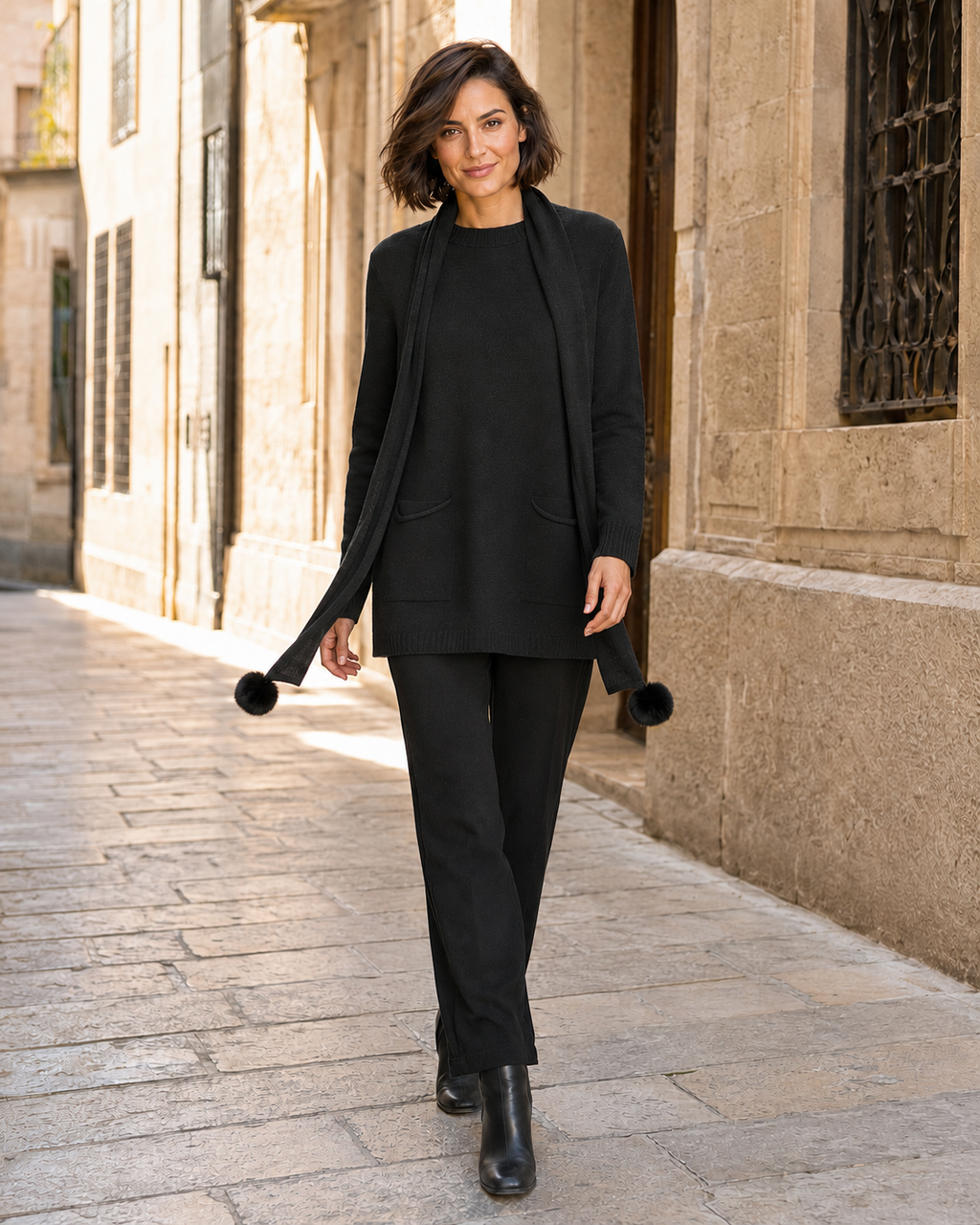 JERSEY BOLSILLOS + BUFANDA/NEGRO