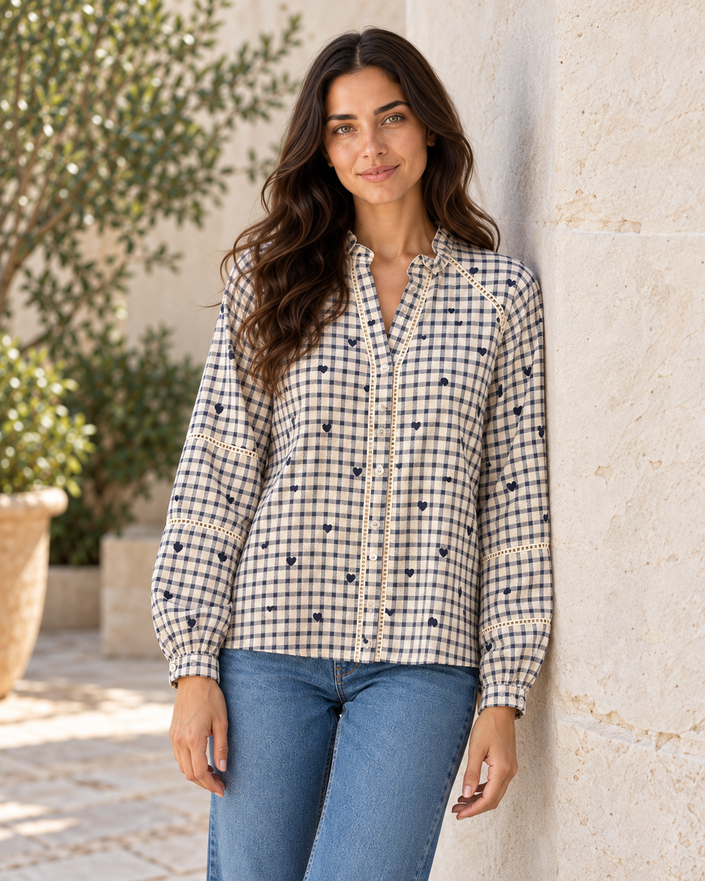 CAMISA CUADROS LOVE-AZUL