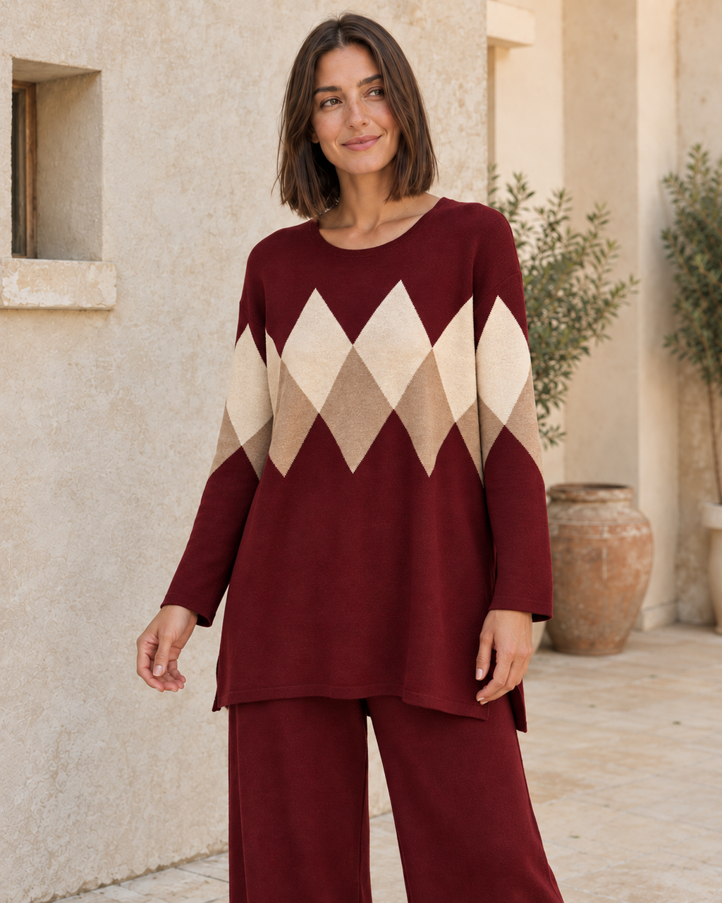 CONJUNTO DE PUNTO ROMBOS-GRANATE