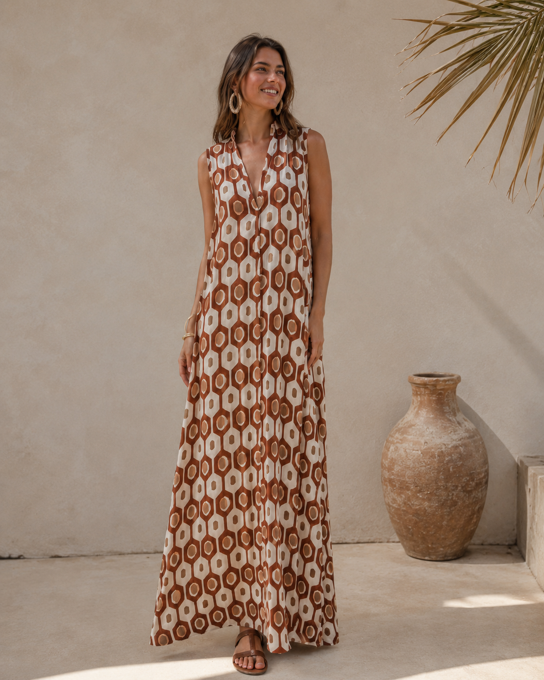 VESTIDO GEOMÉTRICO-TEJA