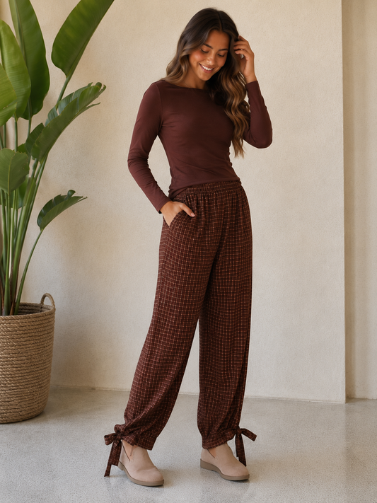 PANTALÓN CUADROS-MARRÓN