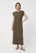 VESTIDO DE ALGODÓN TACHUELAS MARRÓN