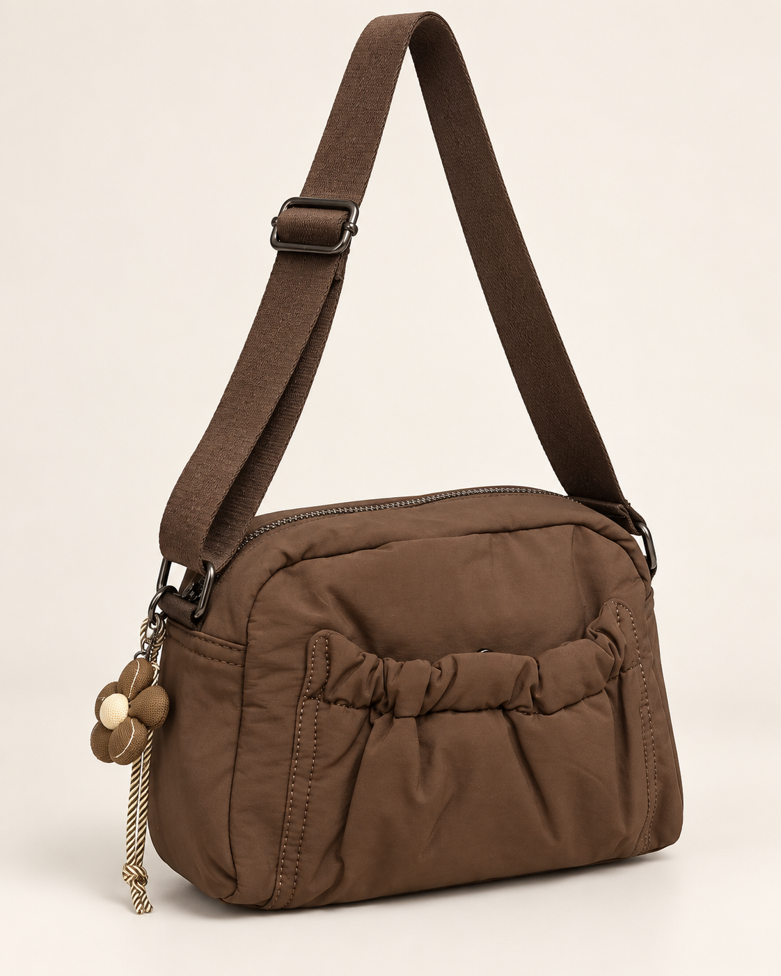BOLSO BANDOLERA FLOWER- MARRÓN