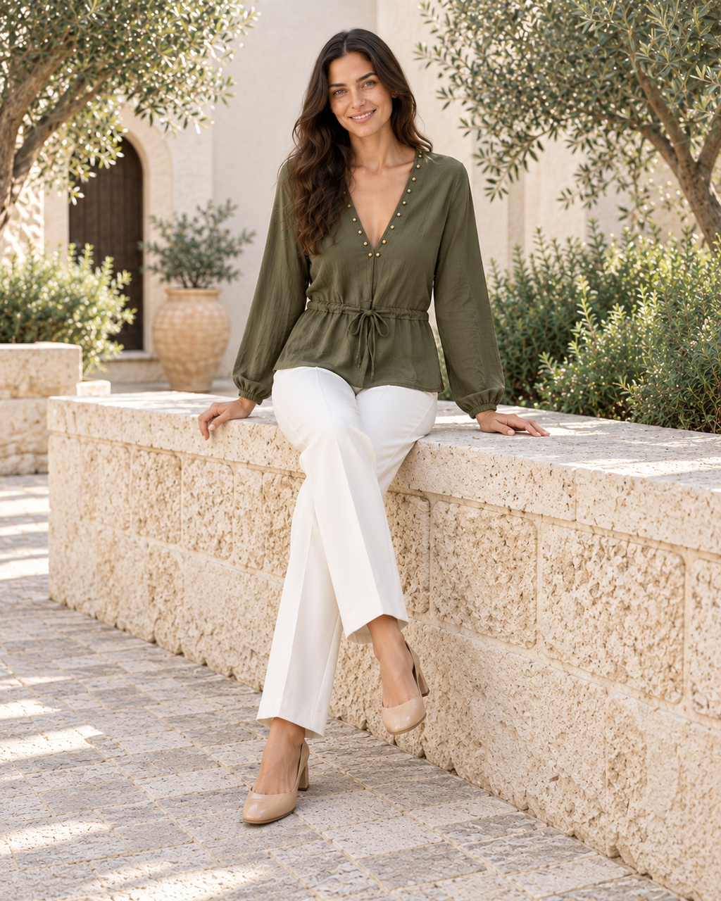 BLUSA TACHUELAS-KHAKI