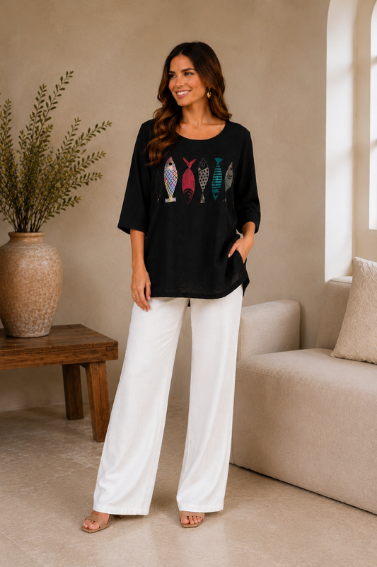 CAMISETA FISH-NEGRA