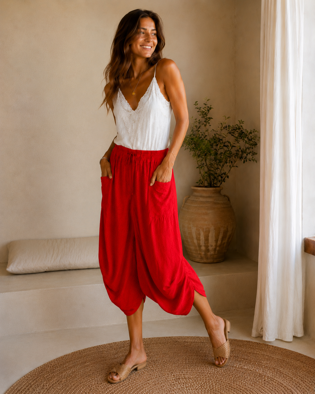 PANTALON LIN-ROJO