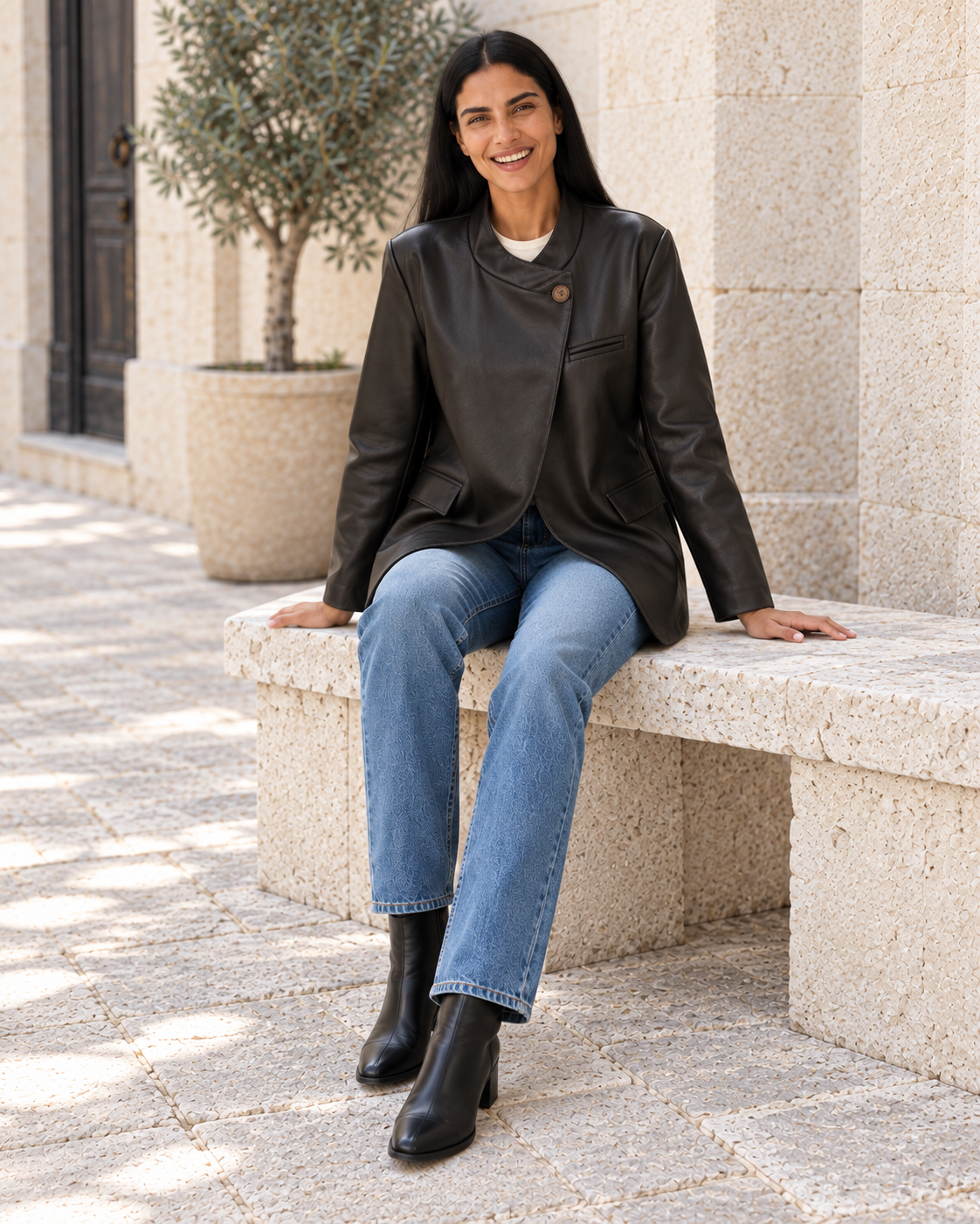 CAZADORA POLIPIEL CRUZADA-NEGRA
