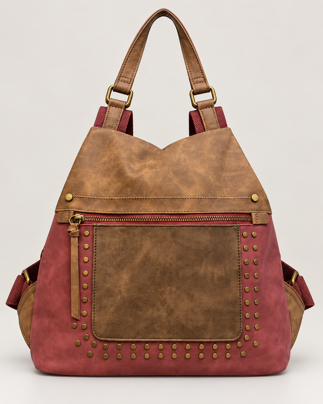 MOCHILA POLIPIEL TACHUELAS-GRANATE