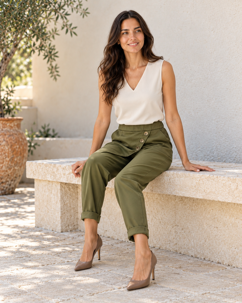 PANTALÓN 3 BOTONES- KHAKI