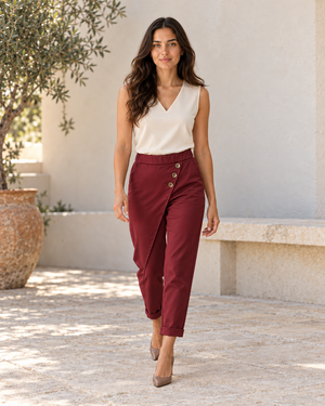 PANTALÓN 3 BOTONES- GRANATE