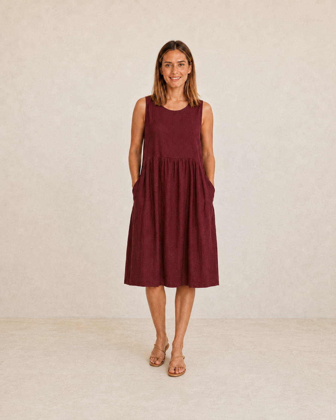 VESTIDO  SAQ-GRANATE