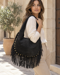 BOLSO SERRAJE-FLECOS Y TACHUELAS/NEGRO