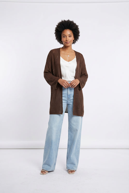 CHAQUETA PUNTO CORTA-MARRÓN