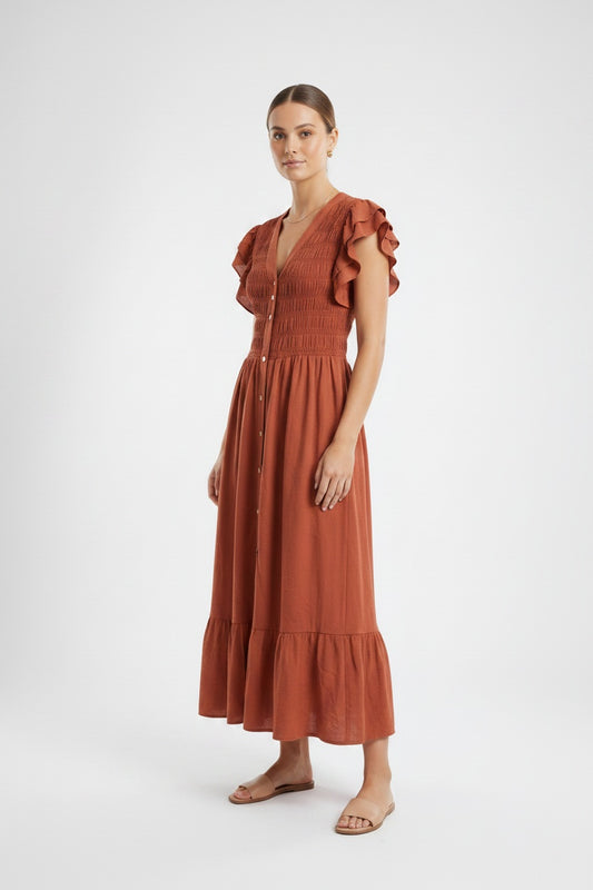 VESTIDO RAYAS NID BOTONES-TEJA