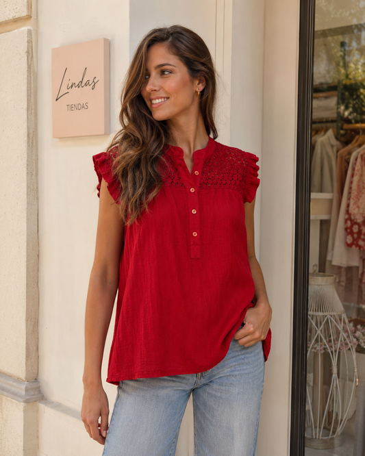 BLUSA TROQUE-GRANATE