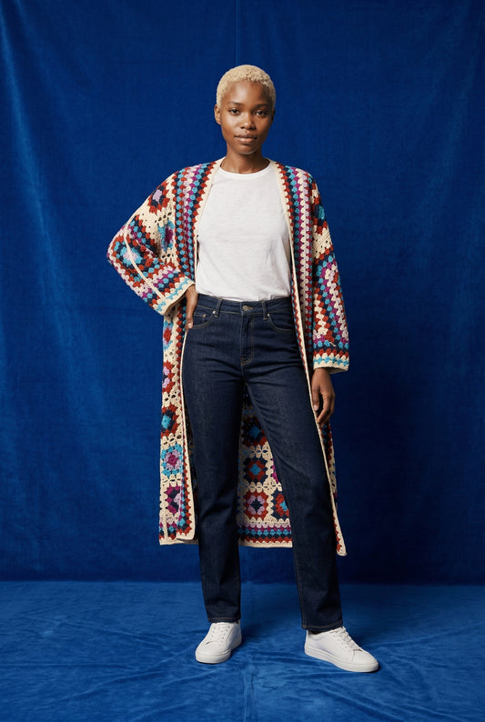 CHAQUETA CROCHET-AZUL