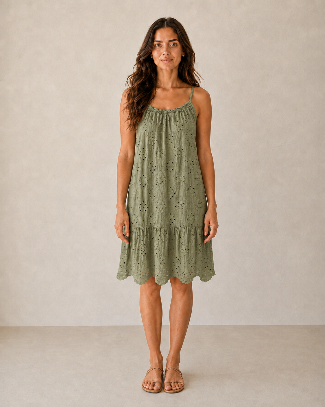 VESTIDO TROQUELADO-KHAKI