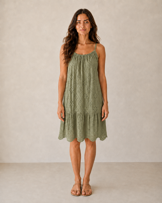 VESTIDO TROQUELADO-KHAKI