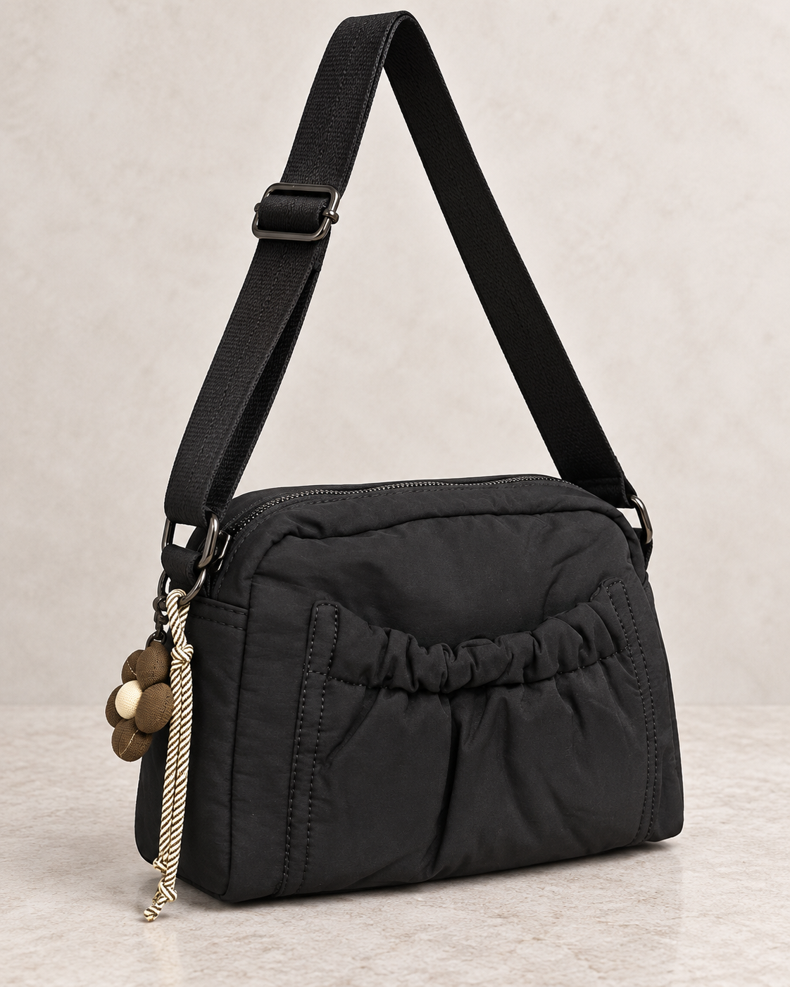BOLSO BANDOLERA FLOWER- NEGRO