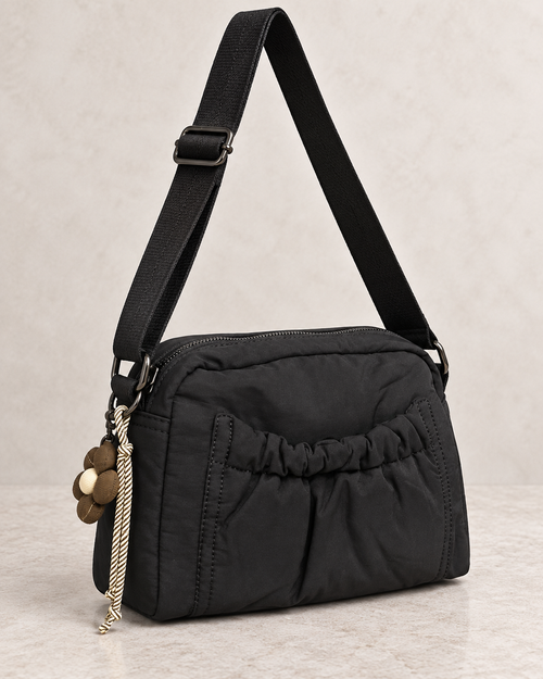 BOLSO BANDOLERA FLOWER- NEGRO