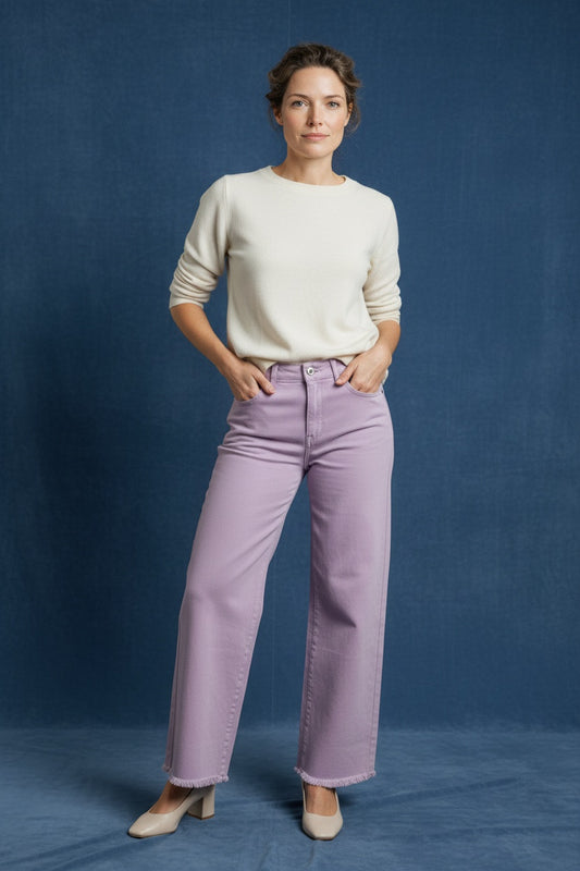 PANTALÓN VIVID DESFLECADO-LILA