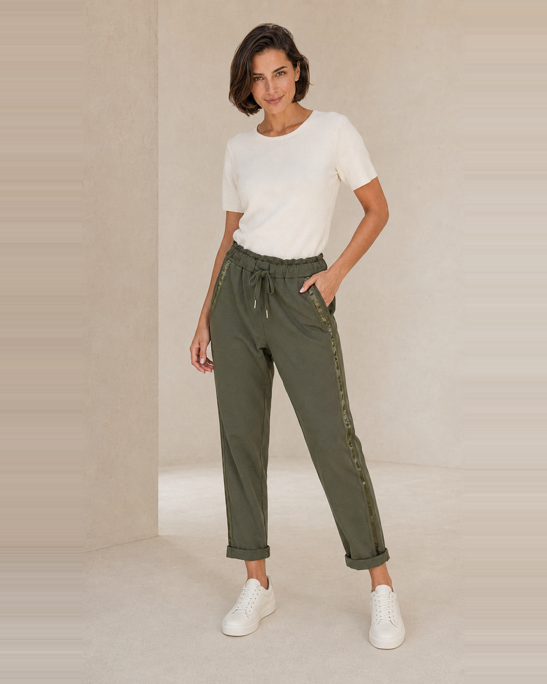 PANTALÓN ALGODÓN BANDA-VERDE