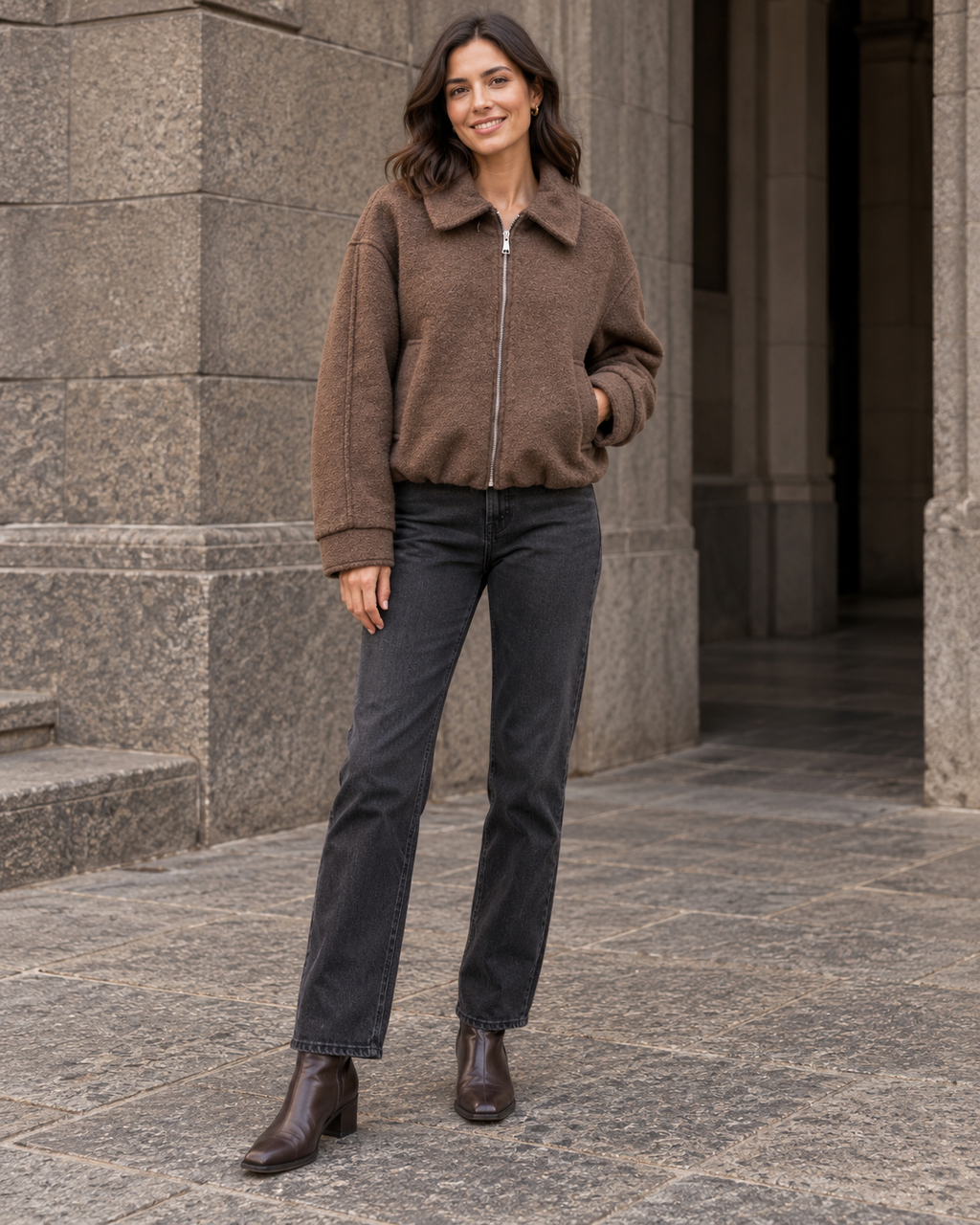 BOMBER MARRÓN- LANA