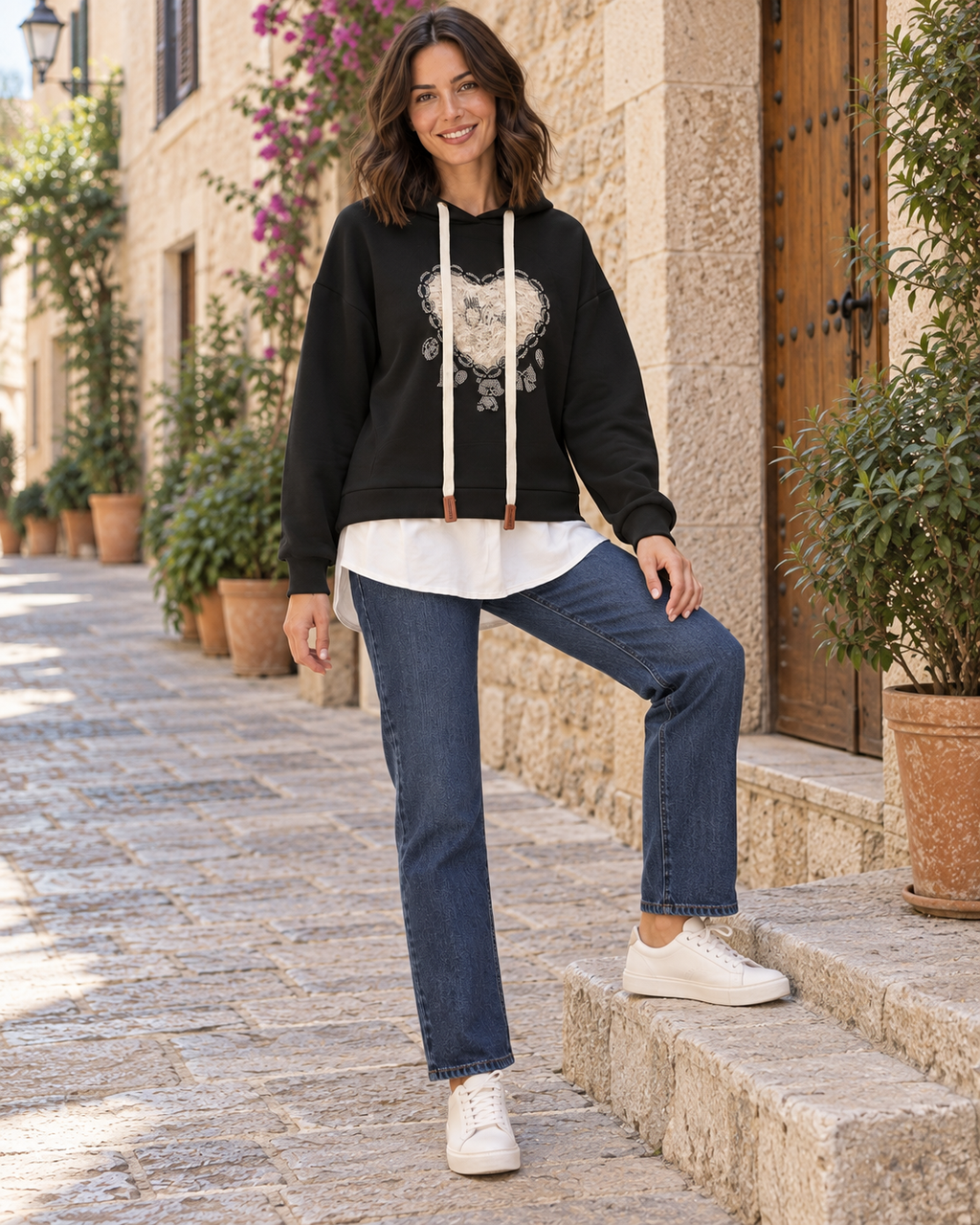 SUDADERA CORAZÓN- NEGRA
