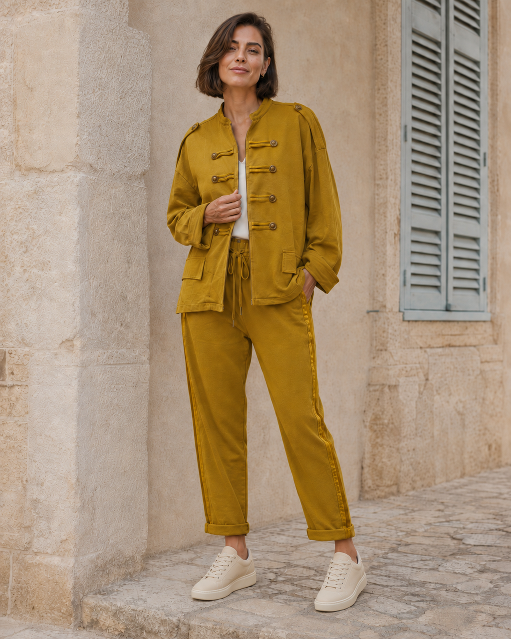 BLAZER ALGODÓN-MOSTAZA