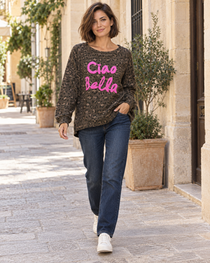 SUDADERA ANIMAL PRINT CIAO BELLA-OSCURA