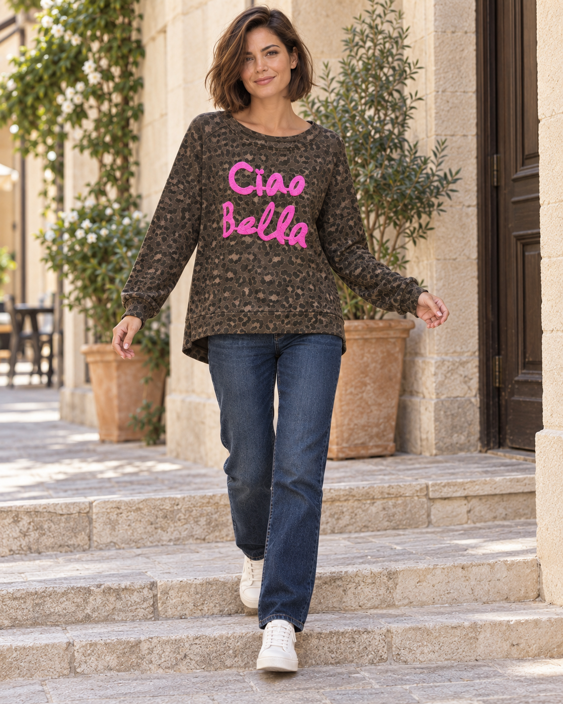 SUDADERA ANIMAL PRINT CIAO BELLA-OSCURA