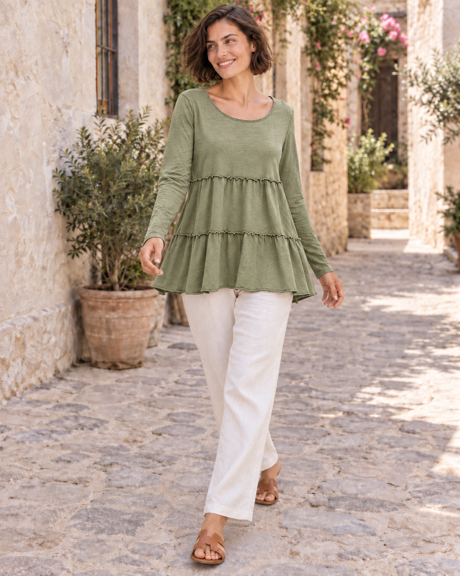 CAMISETA ALGODÓN FRANJAS- KHAKI