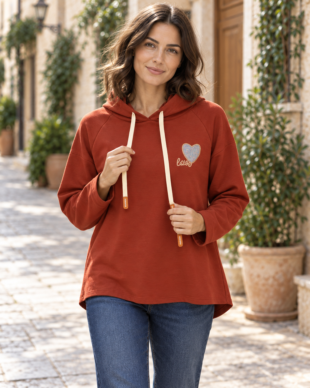 SUDADERA CORAZÓN VAQ-TEJA