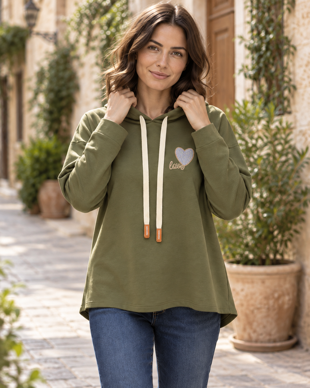 SUDADERA CORAZÓN VAQ-KHAKI