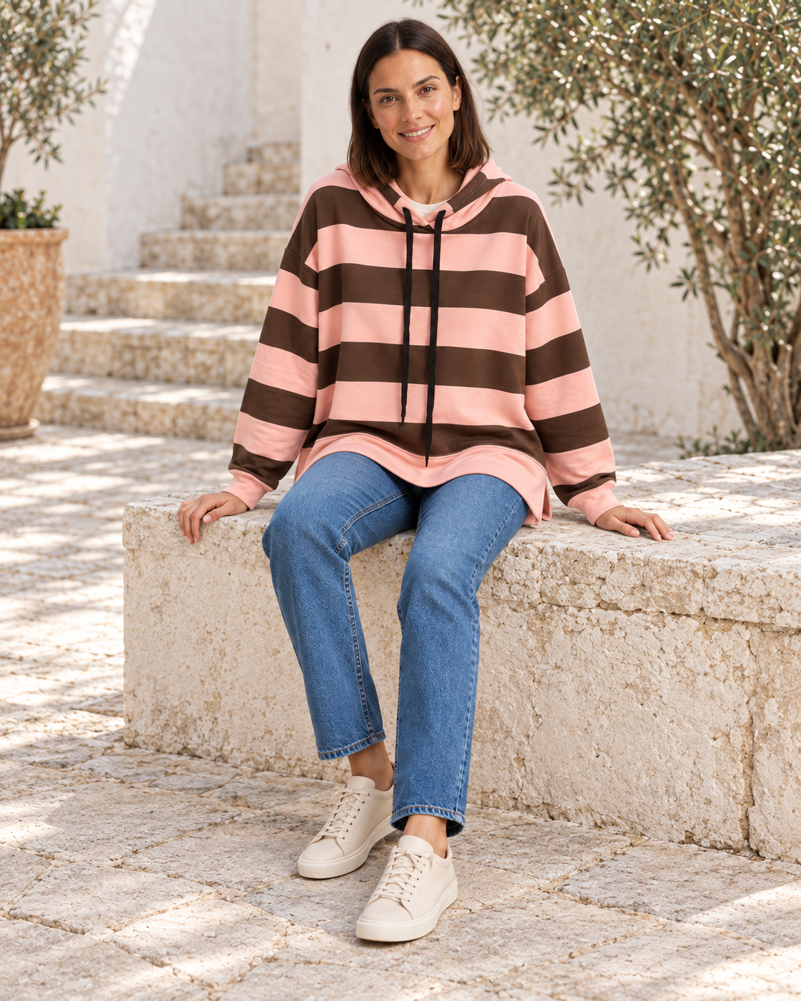 SUDADERA AZARO CAP-ROSA