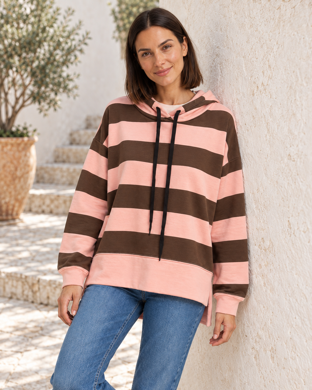 SUDADERA AZARO CAP-ROSA