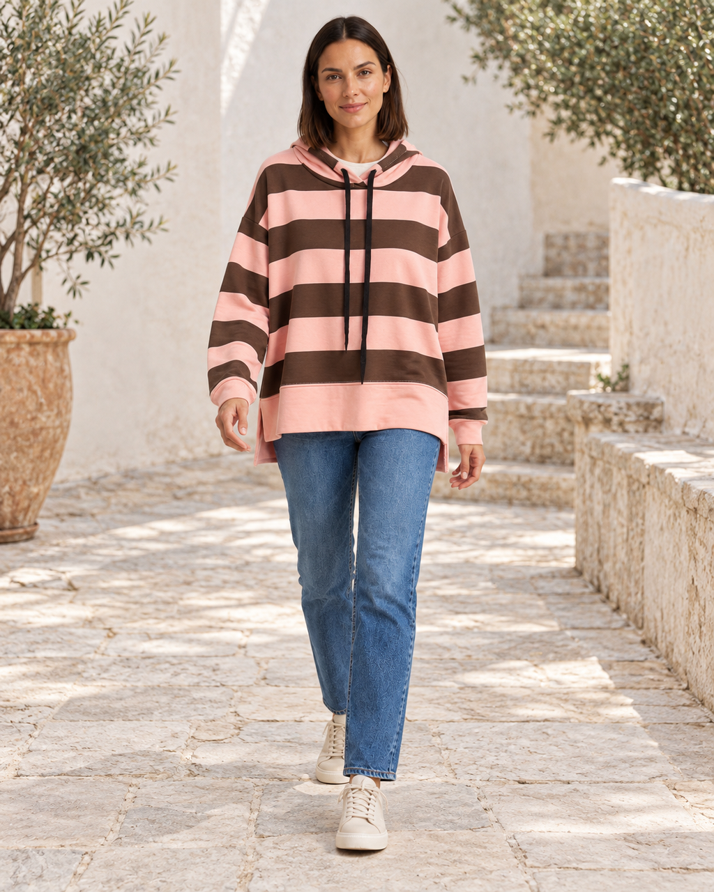 SUDADERA AZARO CAP-ROSA