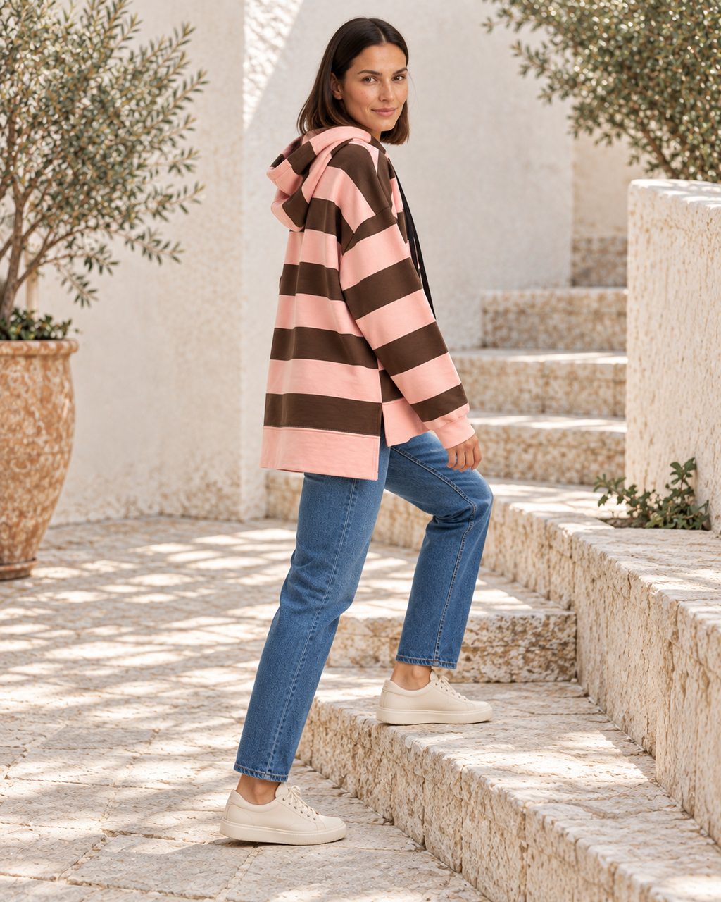 SUDADERA AZARO CAP-ROSA