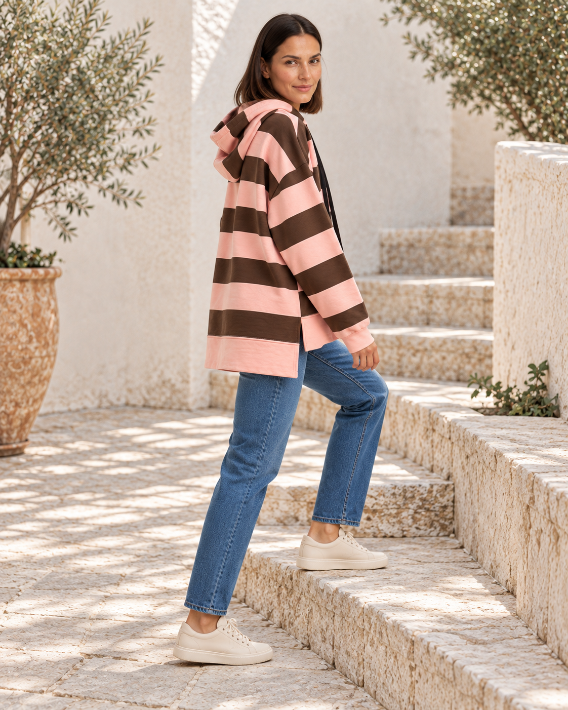 SUDADERA AZARO CAP-ROSA