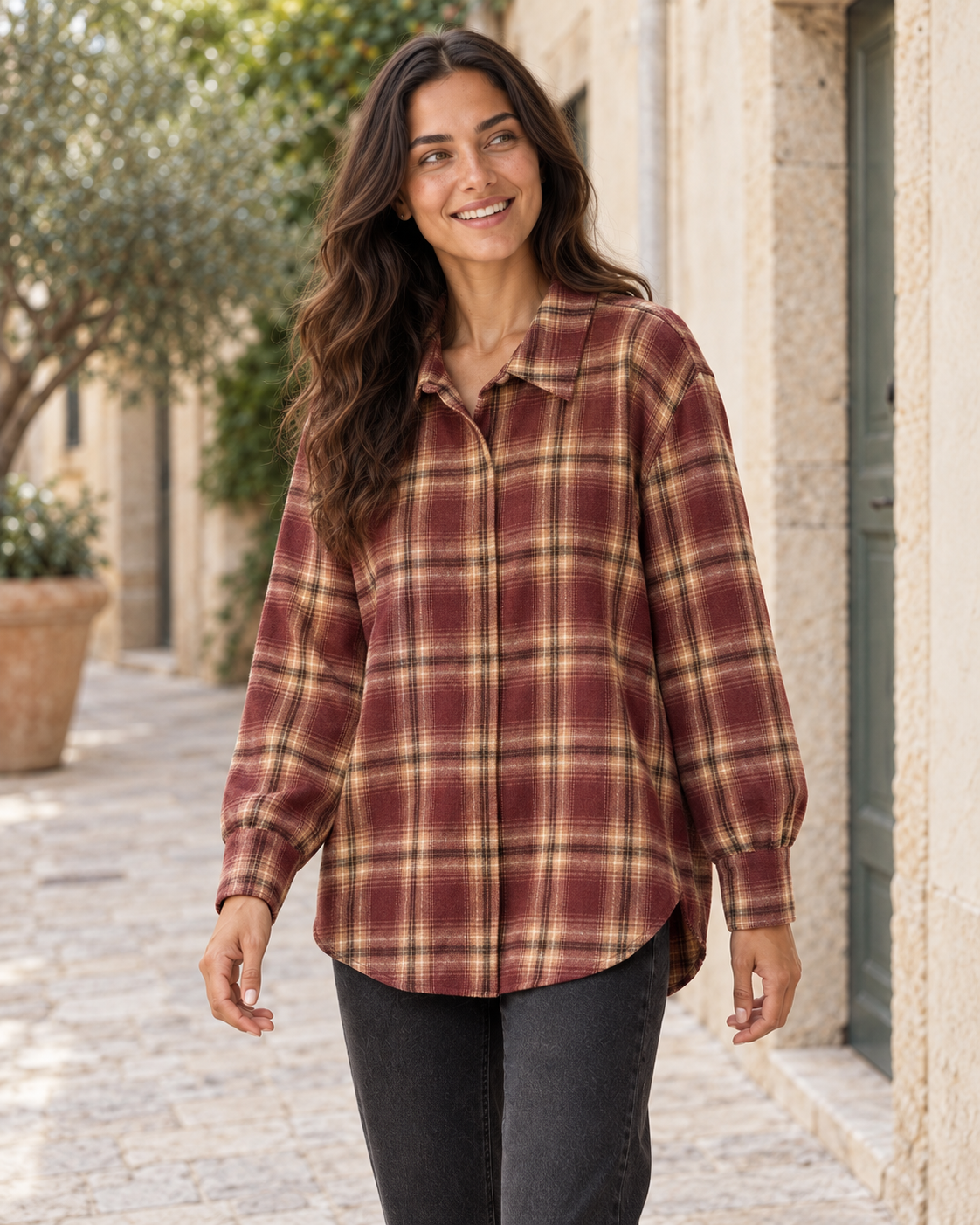 CAMISA CUADROS GRANATE